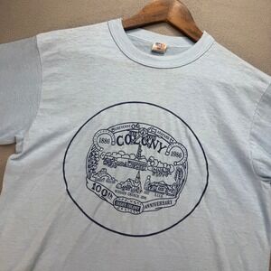 VTG Colony 100th Anniversary D.G. Sportswear T-Shirt L Made in USA Single Stitch
